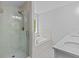 Modern bathroom featuring a walk-in shower, soaking tub, and double sink vanity at 1897 Alcovy Trace Way Way, Lawrenceville, GA 30045