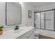 Clean bathroom with modern vanity, shower-tub combination, and sleek design at 2701 Windsor Nw Ct, Kennesaw, GA 30144