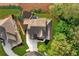 Aerial view of a well-maintained home with lush backyard landscaping, a neighboring house, and mature trees at 525 Wallis Farm Ln, Marietta, GA 30064