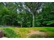 Large, grassy backyard surrounded by mature trees and foliage at 3332 Saint John Dr, East Point, GA 30344