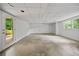 Unfinished basement with concrete floor and door to outside at 3332 Saint John Dr, East Point, GA 30344