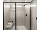 Modern walk-in shower with sleek tile, a bench, and contemporary fixtures at 84 Ravencliff Dr # 84, Austell, GA 30168