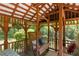 Cozy gazebo interior with swing and chairs, perfect for relaxing and enjoying the garden view at 701 Rosedale Se Dr, Smyrna, GA 30082