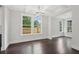 Dining room with hardwood floors, coffered ceiling and large windows providing natural light at 1158 Welch Sw St, Atlanta, GA 30310