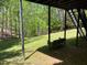 Covered patio features a relaxing swing and lovely backyard views at 1801 Summerview Ct, Woodstock, GA 30189