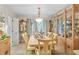 Bright dining room with elegant chandelier, display cabinets, and dining table at 850 John Alden Rd, Stone Mountain, GA 30083