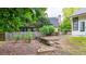 Fenced backyard featuring a stone wall, a step-stone staircase, and space for landscaping at 507 Huntgate Rd, Woodstock, GA 30189