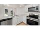 Modern kitchen featuring stainless steel appliances, granite countertops, and white cabinetry at 846 Brandy Oaks Ln, Stone Mountain, GA 30088
