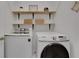 Functional laundry room with modern front-load washer and dryer at 3980 Suwanee Place Dr, Suwanee, GA 30024
