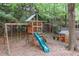Backyard playground with swing set, slide, and playhouse at 3980 Suwanee Place Dr, Suwanee, GA 30024