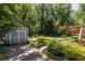 Expansive backyard featuring a shed, patio area, and mature trees for privacy at 1268 Thomas Rd, Decatur, GA 30030
