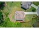 Expansive aerial view of backyard, showcasing landscaping, water feature, and the home's roofline at 4931 Pauls Pointe, Sugar Hill, GA 30518
