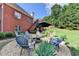 Beautiful backyard with patio area, chairs surrounding a fire pit, grass and trees offering a tranquil retreat at 1901 Paper Birch Cv, Grayson, GA 30017