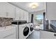 Well-appointed laundry room with a sink, modern washer/dryer, and bright window view at 3400 Dencrest Se Ct, Smyrna, GA 30080
