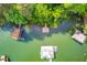 Aerial view of docks on the lakefront at 5345 Pilgrim Point Rd, Cumming, GA 30041