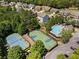 Community aerial view with a pool, tennis court, and basketball court for recreational opportunities at 237 Parc Drive Dr, Canton, GA 30114