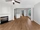 Spacious living room features wood flooring, fireplace and lots of natural light at 3968 Oak Glenn Dr, Duluth, GA 30096