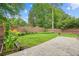 Manicured backyard with lush lawn, garden beds, and a spacious patio at 1206 Mountainside Nw Trce, Kennesaw, GA 30152