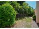 Private backyard with lush greenery and a small patio area at 136 Parkstone Way, Marietta, GA 30066
