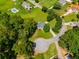 Aerial view showcasing the property's location within a lush, green neighborhood at 5077 Fieldview Dr, Douglasville, GA 30135