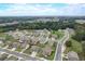 Aerial view of a neighborhood with green forests in the distance, along winding suburban streets at 1173 Gaines St, Jonesboro, GA 30238
