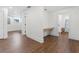 Finished basement with modern flooring, a built-in desk, and ample natural light from a window at 1603 Ezra Church Nw Dr, Atlanta, GA 30314