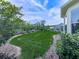 Lush backyard with manicured landscaping. A vibrant green lawn complements the serene and private outdoor space at 603 Canyon Overlook, Canton, GA 30114
