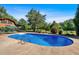 Backyard pool with lush landscaping, perfect for outdoor entertaining at 179 Hogan Rd, Brooks, GA 30205