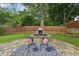 The backyard features a stone patio, fire pit, and a seating area for entertaining at 1815 Coventry Rd, Decatur, GA 30030