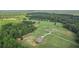 Aerial view of private estate showcasing multiple homes, long driveway, sprawling lawns, and wooded surroundings at 615 Henderson Mill Rd, Covington, GA 30014