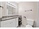 Bright bathroom features granite countertops, white cabinets, and a large mirror at 10650 Colony Glen Dr, Johns Creek, GA 30022