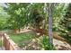 Backyard view from a deck overlooking a spacious, fenced-in yard and mature trees at 2577 Abbotts Glen Nw Dr, Acworth, GA 30101