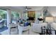 Inviting living room with stone fireplace, stylish furnishings, abundant natural light, and deck access at 945 Tiber Cir, Alpharetta, GA 30022