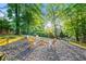 Secluded back yard featuring a fire pit with seating area at 1556 Gaylor Se Dr, Smyrna, GA 30082