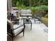 Comfortable outdoor patio area with stylish furniture, BBQ, and lush greenery at 201 Jonquil Spring Rd, Woodstock, GA 30188