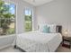 Cozy bedroom with two windows offering views of the mature trees outside at 291 Goodson Nw Way, Atlanta, GA 30309