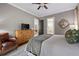 Bedroom featuring carpet, ceiling fan, and wooden dresser at 4530 Upland Court, Cumming, GA 30040