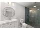 Bathroom with vanity and walk-in shower with glass door at 5040 Meadow Lane Ne, Marietta, GA 30068