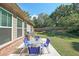 Spacious backyard with well-manicured lawn, a patio with furniture, and a grill at 686 Stark St, Lawrenceville, GA 30046