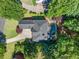 Aerial view of an estate featuring a landscaped yard, pool, and circular driveway at 414 Dogwood Way, Canton, GA 30114