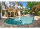 Beautiful backyard featuring a sparkling pool, patio, and lush landscaping at 414 Dogwood Way, Canton, GA 30114