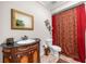 Traditional powder room with vanity and custom mirror at 414 Dogwood Way, Canton, GA 30114