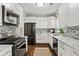 Modern kitchen featuring white cabinets, stainless steel appliances, and stylish backsplash at 2089 College Ne Ave, Atlanta, GA 30317