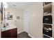 Clean bathroom area featuring a modern sink, and lots of shelf space for storage at 139 Mountain Vista Blvd, Canton, GA 30115