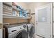Functional laundry room with modern washer and dryer units and ample storage at 139 Mountain Vista Blvd, Canton, GA 30115