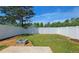 Large backyard features well-maintained lawn and a white vinyl fence for added privacy and space at 5465 Mountain Top Pl, Cumming, GA 30041