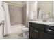 A clean bathroom design with subway tile accents at 11375 Crestview Ter, Johns Creek, GA 30024