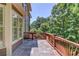 Deck with wood railing overlooks lush trees at 255 Beech Tree Holw, Sugar Hill, GA 30518