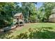 Spacious backyard with playhouse and a slide, perfect for Gathering fun and outdoor activities at 1448 Diamond Head Cir, Decatur, GA 30033