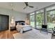 Bright bedroom with large windows and a serene backyard view at 1168 Atcheson Ln, Atlanta, GA 30338